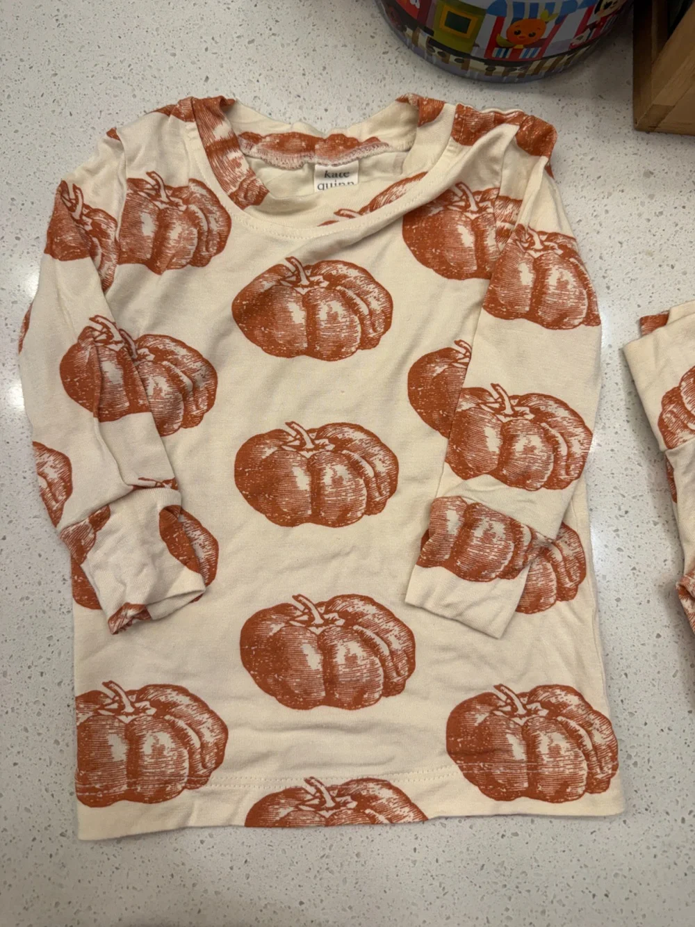 kate quinn Cream Set with Rust-Orange Pumpkin Print